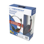 Fejhallgató mikrofonnal - Esperanza Rooster EH158R - Piros