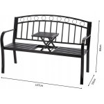 GardenLine Kerti pad bővíthető asztallal - 127 x 53 x 84 cm - Fekete