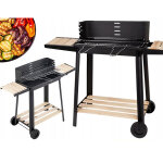 Faszenes kerti nagy grillsütő kerekekkel, polcokkal - 94 x 78 x 42 cm