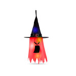 Halloween-i LED dekor - szellem - piros - 10 színes LED - akasztható - 2 x 2032 - 75 x 35 cm