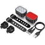 LED-es kerékpár lámpa szett - Újratölthető akkumulátorral