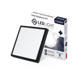 LED mennyezeti lámpa - Négyzet - Meleg fehér - Fekete - 18W