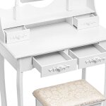 Tükrös sminkasztal, székkel és LED világítással – 5 fiókos – Fehér