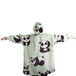 2 az 1-ben meleg nagyméretű pulóver - Panda minta - Zöld
