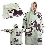 2 az 1-ben meleg nagyméretű pulóver - Panda minta - Zöld