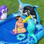 Bestway Polar Pals felfújható kerti játszótér – 134×131×73 cm – vízi és szárazföldi játékokkal
