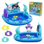 Bestway Polar Pals felfújható kerti játszótér – 134×131×73 cm – vízi és szárazföldi játékokkal