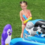 Bestway Polar Pals felfújható kerti játszótér – 134×131×73 cm – vízi és szárazföldi játékokkal