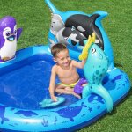 Bestway Polar Pals felfújható kerti játszótér – 134×131×73 cm – vízi és szárazföldi játékokkal