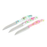 Konyhai kés készlet - 15 cm - virág mintás - 3 db / csomag