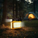 Multifunkciós kézi lámpa - szolár panel, USB-C - 6 világítási mód, 8 LED, 3600 mAh
