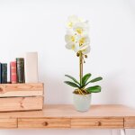 Műnövény dekoráció - orchidea - fehér - 48 cm