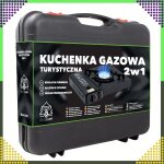 2 az 1-ben hordozható gázfőző – palackos csatlakozással, hordtáskában – 2500 W