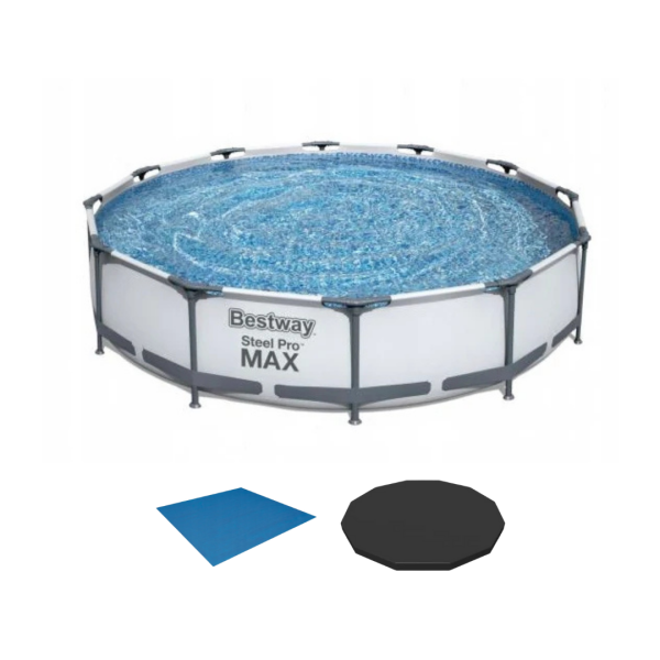 Bestway Steel Pro Max Ground Pool fémvázas medenceszett - 366 x 76 cm + ponyva, medencetakaró