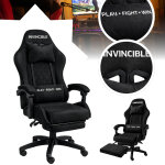 Velúr Gaming szék lábtartóval, ergonomikus, állítható, fém vázzal - Fekete