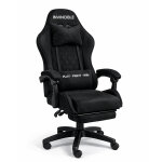 Velúr Gaming szék lábtartóval, ergonomikus, állítható, fém vázzal - Fekete