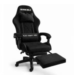 Velúr Gaming szék lábtartóval, ergonomikus, állítható, fém vázzal - Fekete