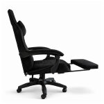 Velúr Gaming szék lábtartóval, ergonomikus, állítható, fém vázzal - Fekete