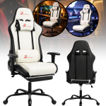 Fehér ergonomikus gamer szék – állítható, dönthető, lábtartós