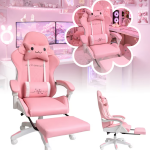 Rózsaszín gamer szék lábtartóval - ergonomikus, állítható