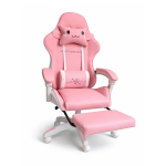 Rózsaszín gamer szék lábtartóval - ergonomikus, állítható