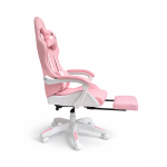 Rózsaszín gamer szék lábtartóval - ergonomikus, állítható