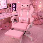 Rózsaszín gamer szék lábtartóval - ergonomikus, állítható