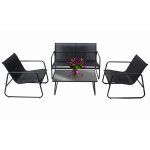 GardenLine Fémvázas kerti bútor szett - Asztal + Pad + 2 db szék