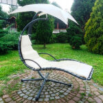 GardenLine kerti hintafotel - Bézs - 201 x 74 x 195 cm