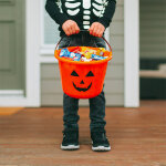 Halloween-i műanyag vödör - tök mintás - 20 x 15 cm
