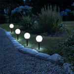 LED-es szolár lámpa - leszúrható - gömb alakú, hidegfehér - Ø10 cm