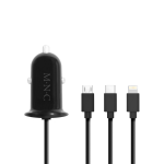 Szivargyújtós adapter 4 az 1-ben + USB - Fekete